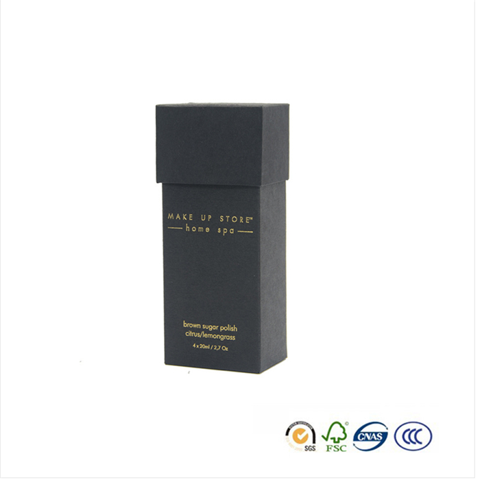 matte black box with golden foil printing