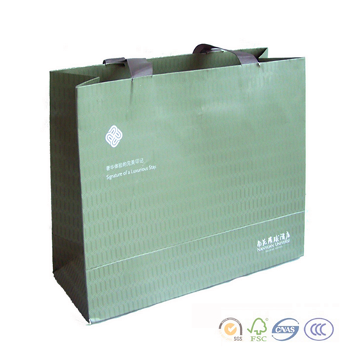 luxury paper bag with glued ribbon handles