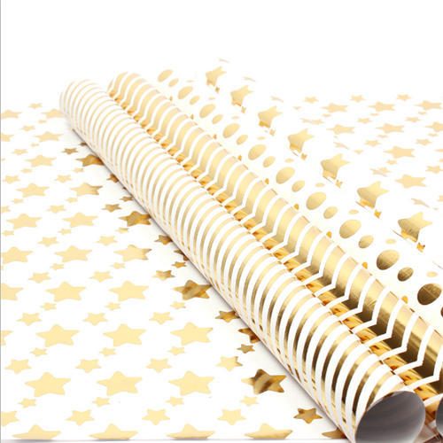 Golden foil gift wrapping paper