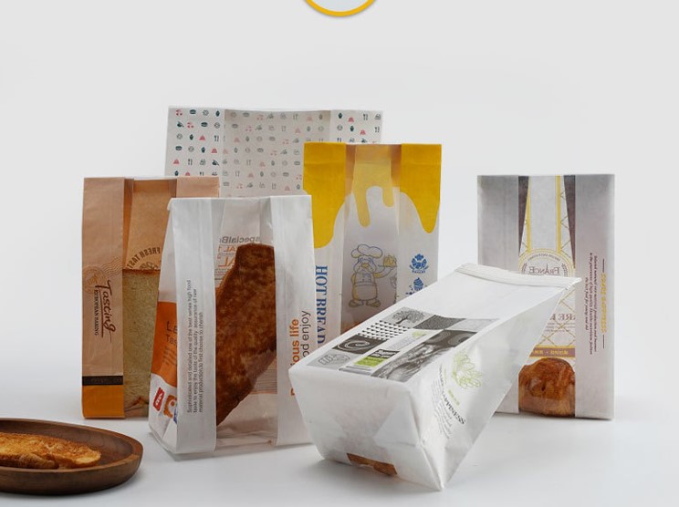 Custom Eco-friendly Brown Bakery Bread Kraft Food Paper Packaging Bag